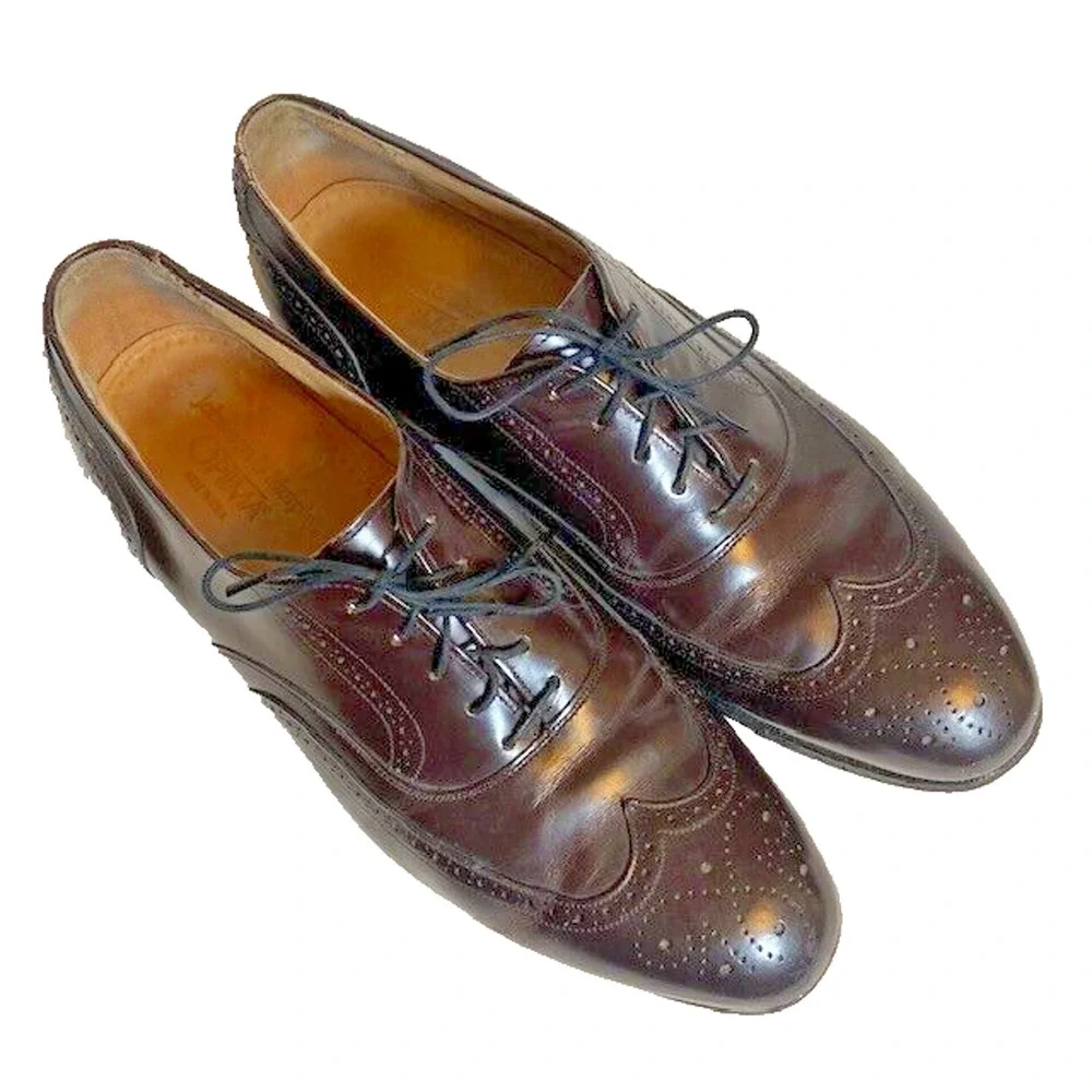 Johnston & Murphy Optima Brown Leather Wingtip Oxford Dress Shoes Mens 9 Classic